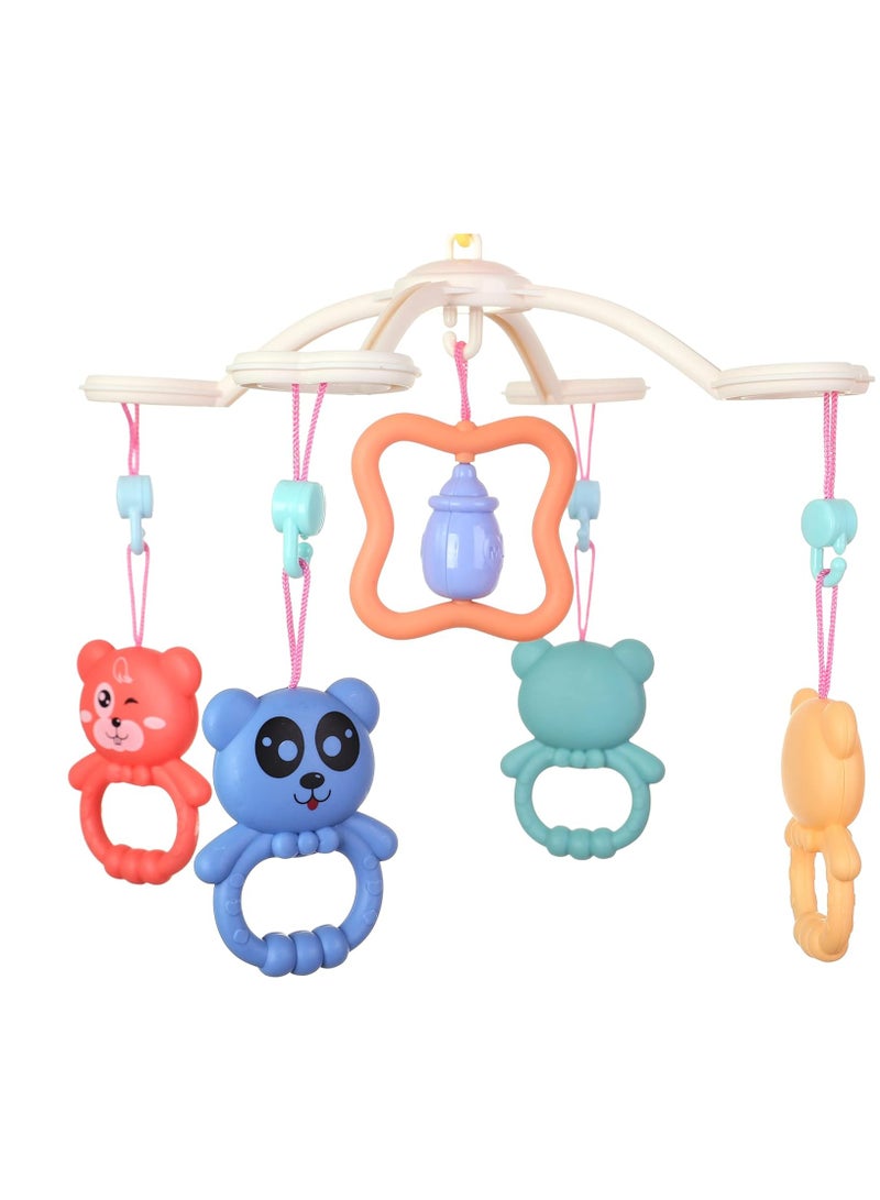 سرير أطفال متنقل مع موسيقى وأضواء، هاتف محمول لسرير الأطفال مع جهاز تحكم عن بعد، خشخيشات حيوانات دوارة معلقة، 16 أغنية ووظيفة توقيت، ألعاب أطفال كرتونية للفتيات والاولاد - Image 2