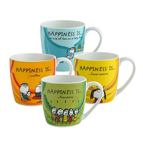 Clay Craft Ceramic Coffee Mugs - Set of 4, Multicolour, 220ml - Image 1