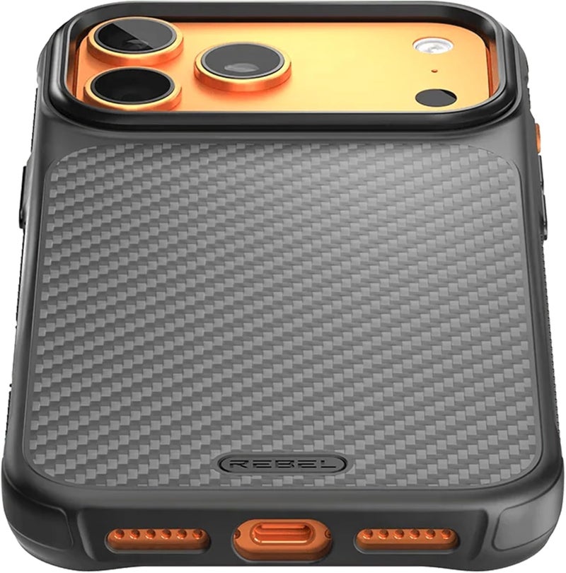ريبل علبة لهاتف iPhone 17 Pro Max [الجيل السابع - ألياف الأراميد] متوافقة بقوة مع MagSafe، جوانب مانعة للانزلاق، زوايا مقاومة للصدمات، عدسة وأزرار معدنية، تصميم حماية مطور، هاتف 6.9 بوصة 2025 (أسود) - Image 3