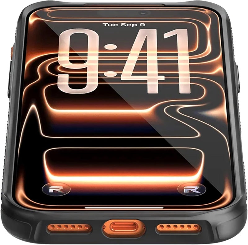 ريبل علبة لهاتف iPhone 17 Pro Max [الجيل السابع - ألياف الأراميد] متوافقة بقوة مع MagSafe، جوانب مانعة للانزلاق، زوايا مقاومة للصدمات، عدسة وأزرار معدنية، تصميم حماية مطور، هاتف 6.9 بوصة 2025 (أسود) - Image 2