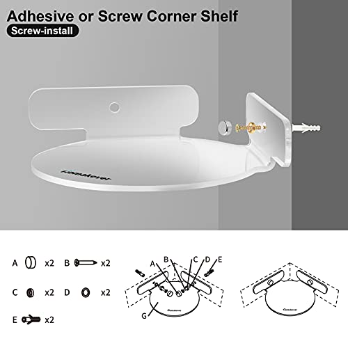 Homakover 2 Pack Acrylic Mini Circular Corner Shelf Mount for Security Cameras, Baby Monitors, Plants & More, Universal Cam Holder, Easy to Install, Screwless with Damage-free Replacement Strips (Clear) - Image 3