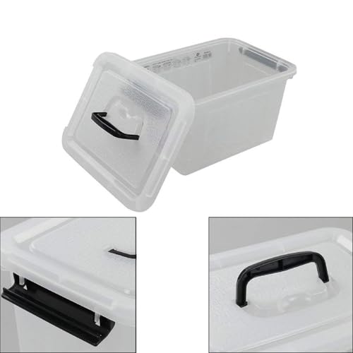 Kekow 6 L Clear Storage Box, Plastic Storage Latch Box with Black Handle, 4-Pack - Image 3