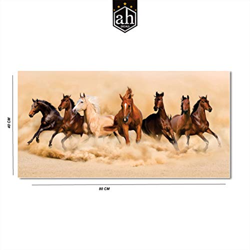 AH Decals Wall Art Créative Inspirational Home Vastu 7 Horses Running Canvas Painting for Office Living Bed Room (Size - 16 X 32 Inches/ 40 cm X 80 cm) - Image 4