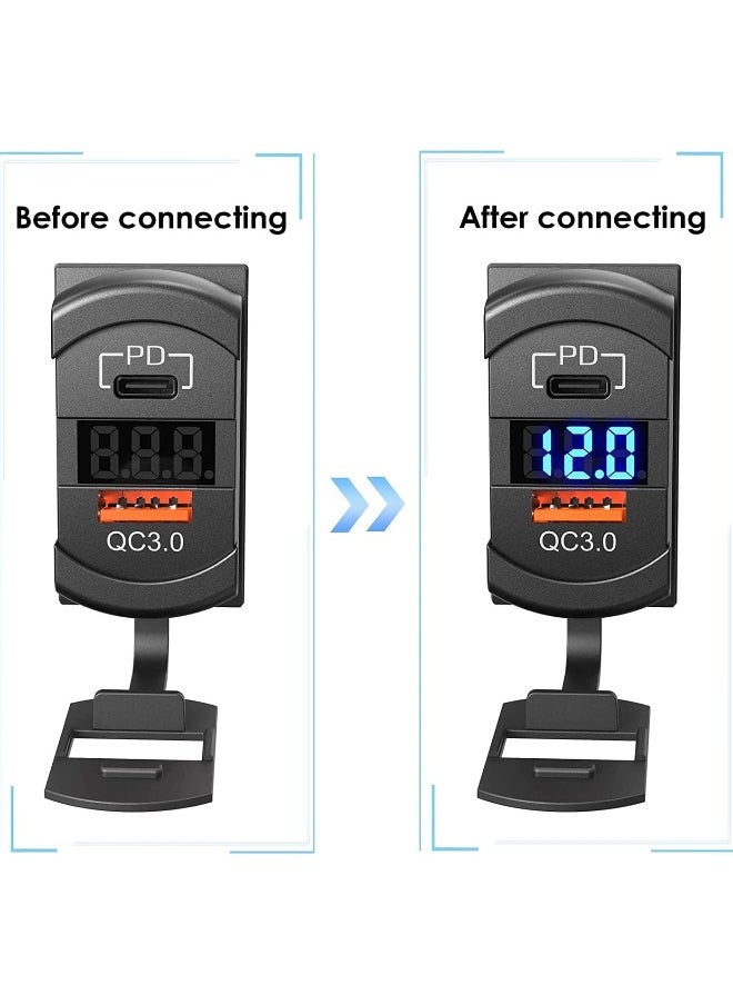 ماركة غير محددة محوّل شحن سيارة USB C مع مفتاح دواسة، مزدوج PD وQC3.0، مخرج USB مركزي 12V/24V مع مقياس جهد LED للسفن، والشاحنات، والحافلات، والمركبات خارج الطرق، والسيارات الترفيهية، وعربات الغولف والمزيد.  - Image 3