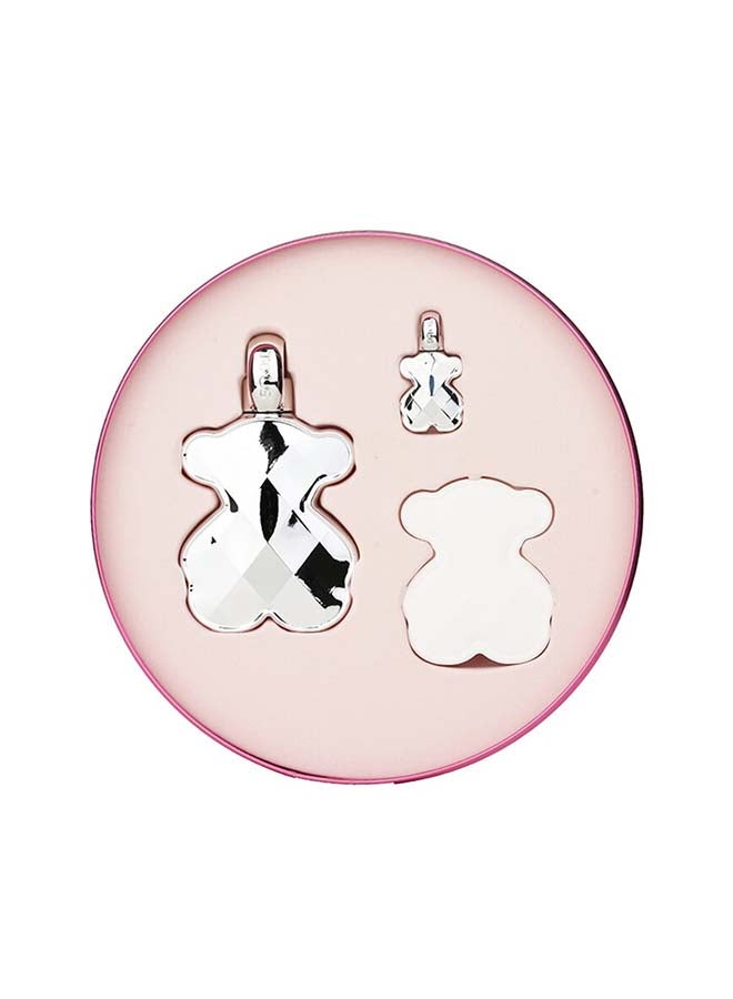 Tous عطر لوف مي مجموعة الفضة 90 مل، عطر 4.5 مل، سيراميك