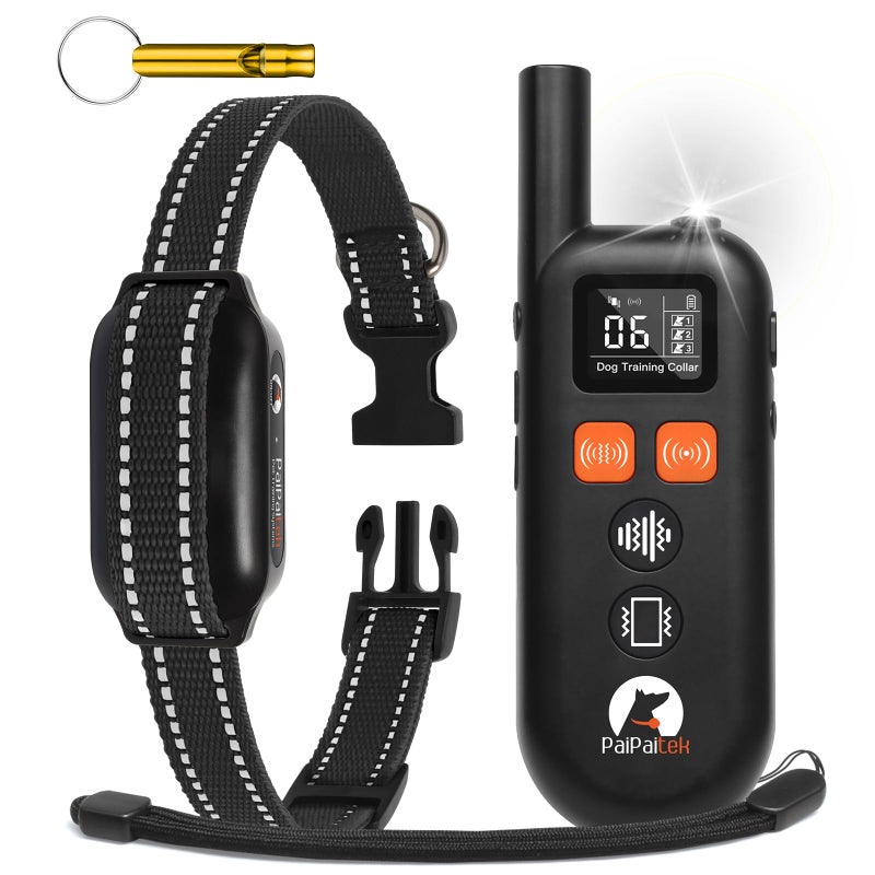 PaiPaitek No Shock Dog Training Collar with Remote 3300ft Range, Humane Vibrating Dog Collar, 3 Modes Ultrasonic, Beep, Vibration for Small Medium Large Dogs - Security Lock & No Prongs - Image 1