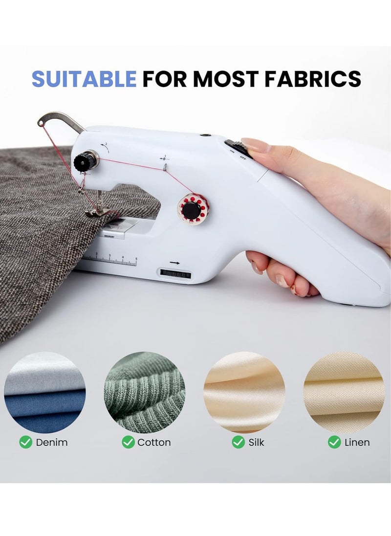 Arabest Handheld Sewing Machine, Portable Mini Sewing Machine, Machine Electric Stitch Tool, Electric Sewing Machine with Sewing Accessories, Suitable for Clothing, Curtains, Denim, Leather(White)  - Image 3