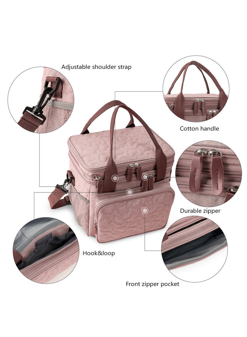 Large capacity shoulder bag thermal bag waterproof bag for outdoor travel lunch bag double layer picnic constant temperature preservation - Image 3