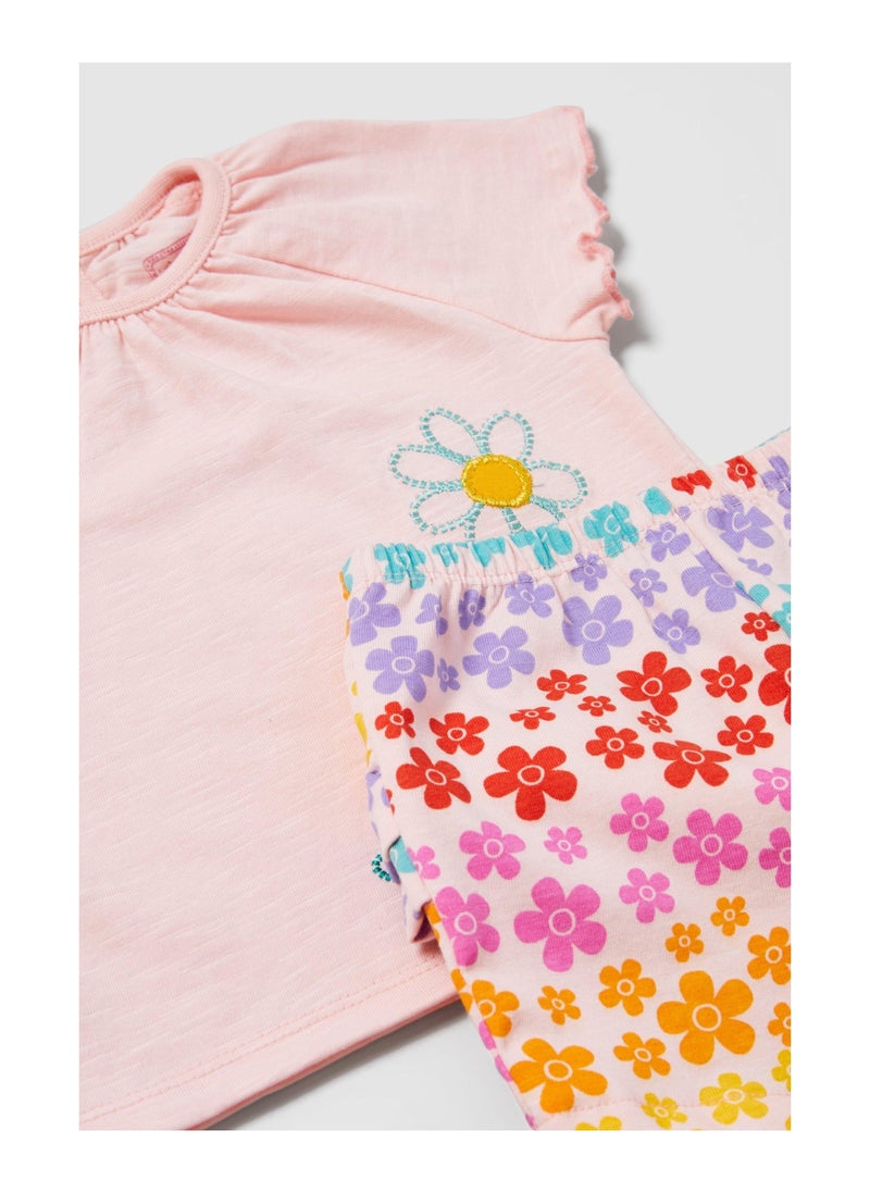 Blue zoo - Baby Girls Flower Jersey Short Set - Image 1