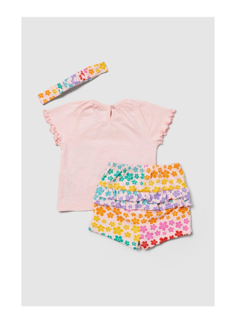 Blue zoo - Baby Girls Flower Jersey Short Set - Image 1