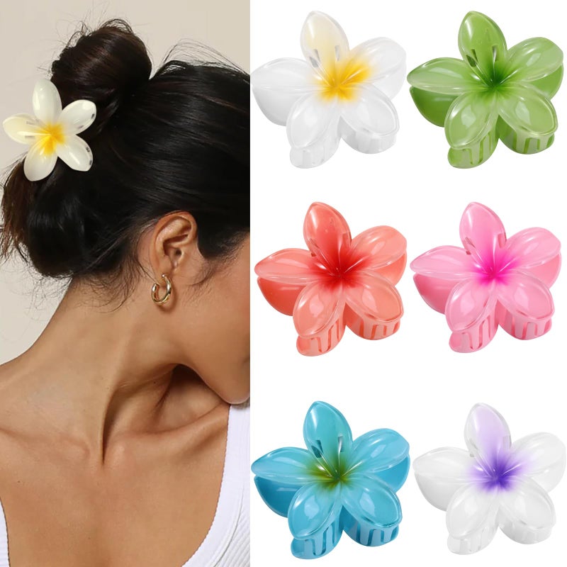 DOGODE Hawaiian Flower Hair Clips â€“ 6 Pack Colorful Claw Clips for Women & Girls, Large Aesthetic Hair Accessories for Thick or Thin Hair, Summer Beach Vacation Gift - Image 5