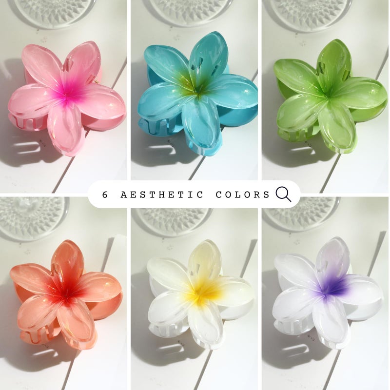 DOGODE Hawaiian Flower Hair Clips â€“ 6 Pack Colorful Claw Clips for Women & Girls, Large Aesthetic Hair Accessories for Thick or Thin Hair, Summer Beach Vacation Gift - Image 4