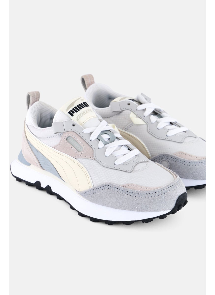 PUMA - Kids Boy Rider Future Vintage Lace Up Sport Shoes, Light Grey - Image 1
