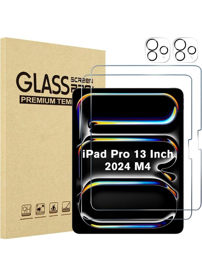 Procases 2 Pack Screen Protector For Ipad Pro 13 Inch M4 2024 With 2 Camera Lens Protectors 9H Hardness Hd Clear Tempered Glass Film For Ipad Pro 13” 7Th Gen 2024 2Clear - Image 1