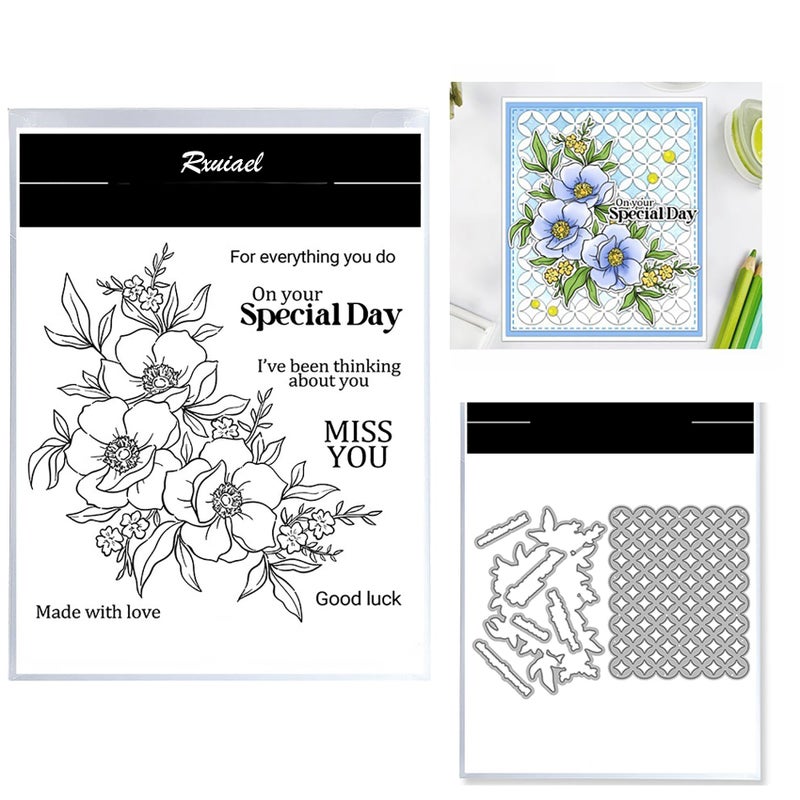 Rxuiael 2025-2026 Stamps and Dies Sets for Card Making, DIY Various Festivals for Autumn,Thanksgiving,Christmas,Halloween,Birthdays Greeting Card Dies and Stamps - Image 1