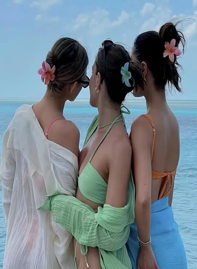 مجموعة مشابك شعر مزينة بالزهور، 9 قطع، تصميم بلوميريا متعدد الألوان، 3 مشابك كبيرة + 6 مشابك صغيرة، إكسسوار للشعر، مشبك شعر نسائي على شكل كعكة، مشبك شعر بوهيمي على شكل بيضة وزهرة، مشبك شعر كبير على شكل زهرة، إكسسوارات شعر للنساء والفتيات، مشبك أنيق وجذاب للاستخدام اليومي، الحفلات، الشواطئ، السفر، كهدية، إلخ. - Image 5