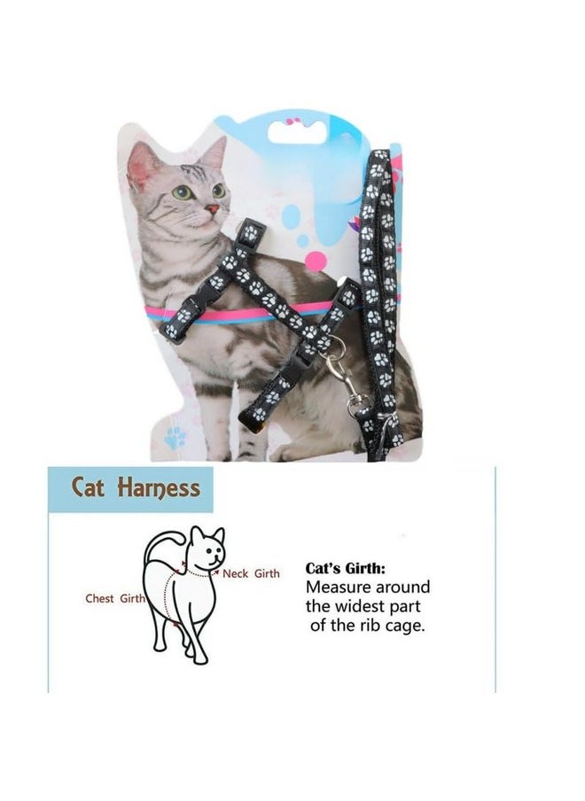 PET Cute Unique Designer Plaid H-Shape Nylon Travel Outdoor Walking Adjustable Cat Harness Leash Set Panja Print  - Image 2