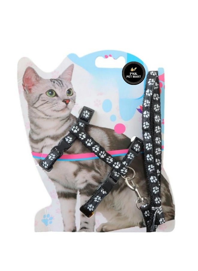 PET Cute Unique Designer Plaid H-Shape Nylon Travel Outdoor Walking Adjustable Cat Harness Leash Set Panja Print  - Image 1