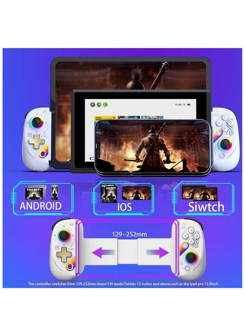 D8 Mobile Gaming Controller for iPhone/Android/iPad/Tablet, Play Xbox Cloud, Playstation Remote Play, Steam/PC, Switch! RGB Hall Joystick/Trigger Wireless Bluetooth Phone Game Controller