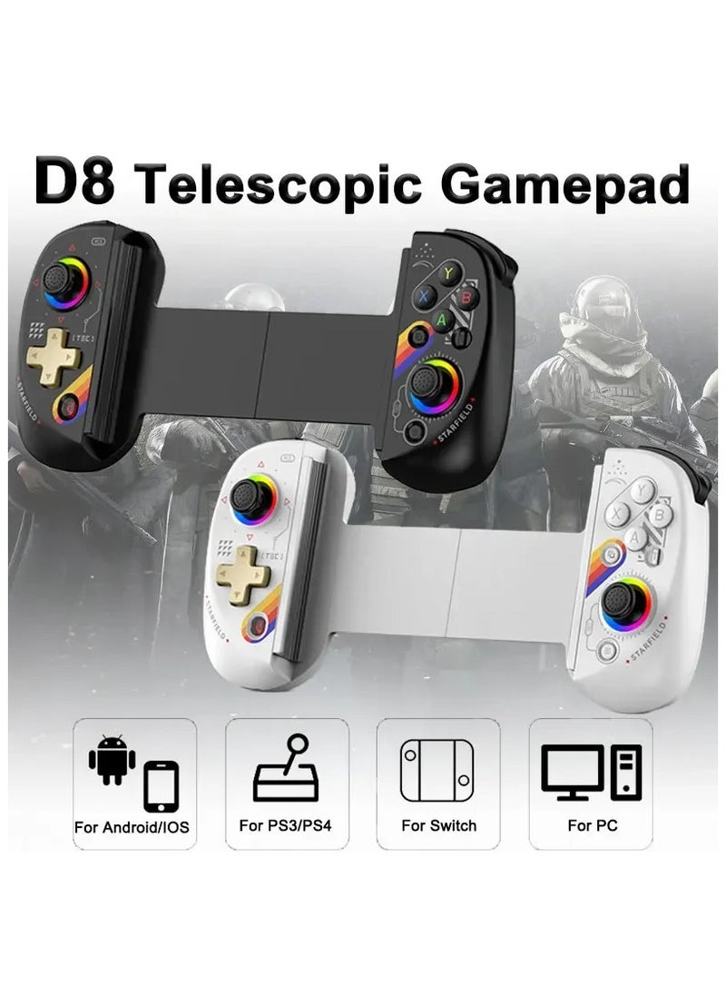 D8 Mobile Gaming Controller for iPhone/Android/iPad/Tablet, Play Xbox Cloud, Playstation Remote Play, Steam/PC, Switch! RGB Hall Joystick/Trigger Wireless Bluetooth Phone Game Controller