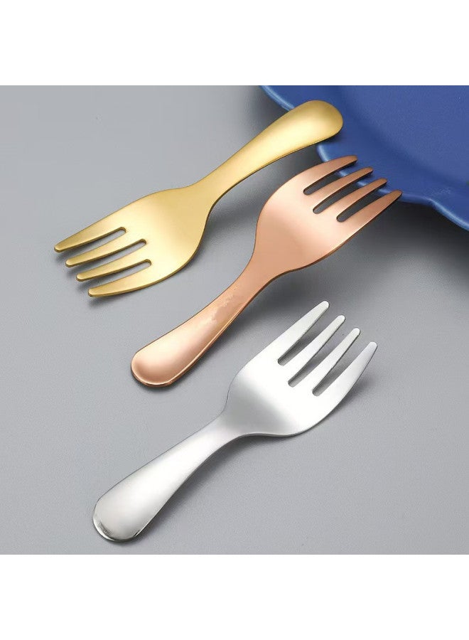 Can Be Fixed Logo Stainless Steel Tableware Children's Fork Spoon Big Head Round Spoon Milk Powder Spoon Short Handle Table Spoon Soup Spoon Fork-Color:Milk Powder Spoon Black - Image 5