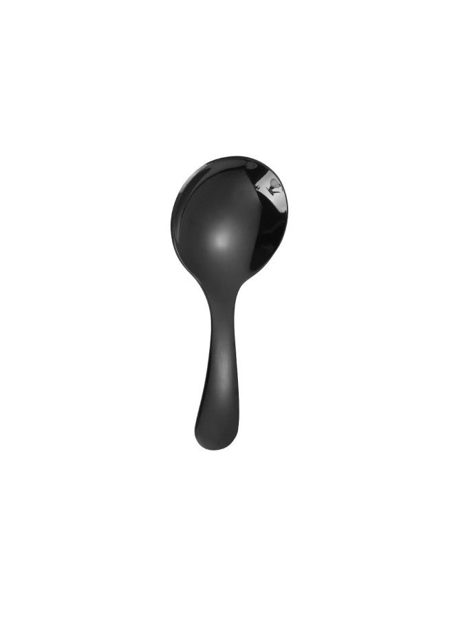 Can Be Fixed Logo Stainless Steel Tableware Children's Fork Spoon Big Head Round Spoon Milk Powder Spoon Short Handle Table Spoon Soup Spoon Fork-Color:Milk Powder Spoon Black - Image 1