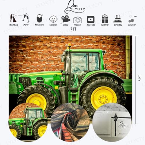 LYLYCTY 7x5ft Tractor Background Car Theme Photography Background Brick Wall Studio Photography Backdrop Props LYGE1008 - Image 2