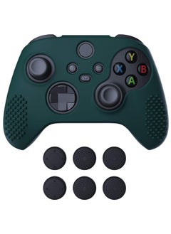 PlayVital Racing Green 3D Studded Edition Anti-slip Silicone Cover Skin for Xbox Series X Controller, Soft Rubber Case Protector for Xbox Series S Controller with 6 Black Thumb Grip Caps - SDX3004  - Image 1