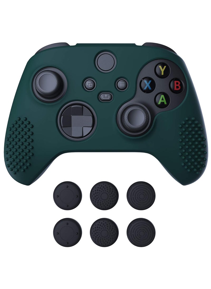 playvital - PlayVital Racing Green 3D Studded Edition Anti-slip Silicone Cover Skin for Xbox Series X Controller, Soft Rubber Case Protector for Xbox Series S Controller with 6 Black Thumb Grip Caps - SDX3004 - Image 1
