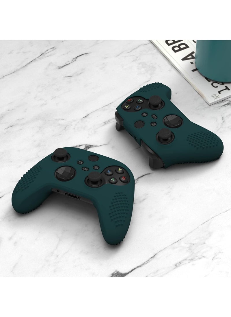 playvital - PlayVital Racing Green 3D Studded Edition Anti-slip Silicone Cover Skin for Xbox Series X Controller, Soft Rubber Case Protector for Xbox Series S Controller with 6 Black Thumb Grip Caps - SDX3004 - Image 1