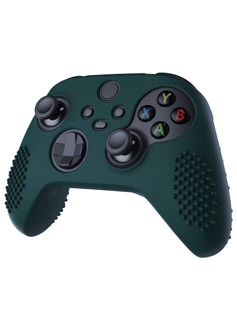 playvital - PlayVital Racing Green 3D Studded Edition Anti-slip Silicone Cover Skin for Xbox Series X Controller, Soft Rubber Case Protector for Xbox Series S Controller with 6 Black Thumb Grip Caps - SDX3004 - Image 1