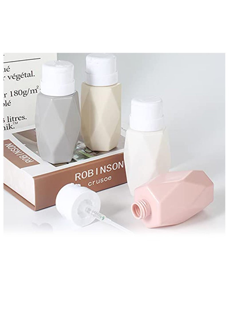 Y&D - 4 Pack Push Down Pump Dispenser, Color, Diamond Shaped Lockable Refillable Dispenser Bottle Portable Empty Shampoo Bottles Versatile Drip-free Lotion Container - Image 1