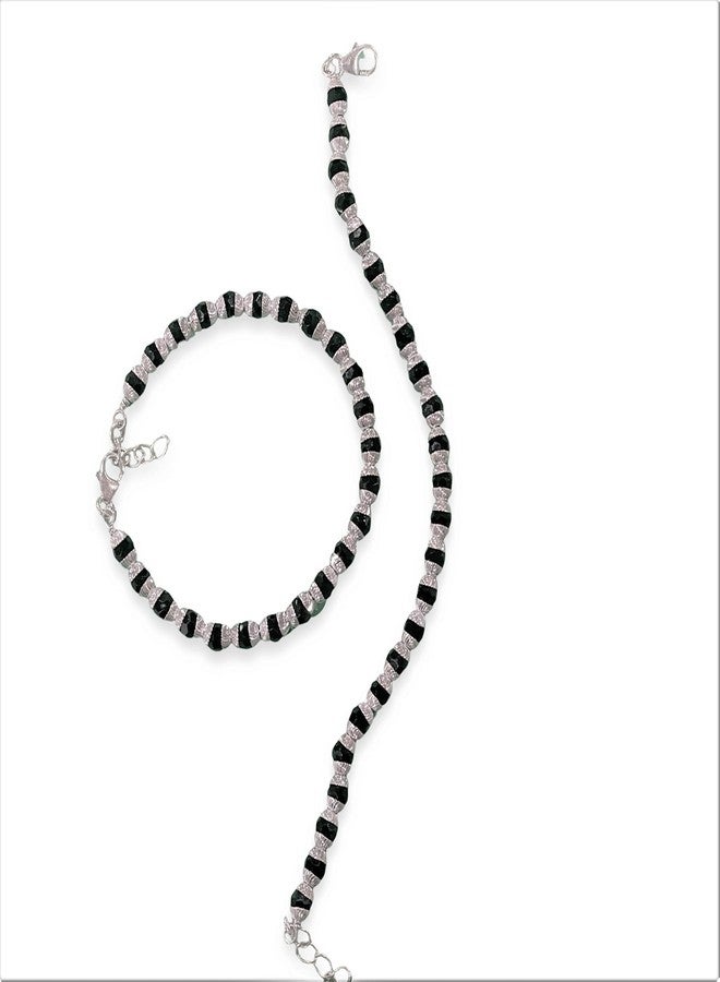 Balaji 925 Sterling Silver Black Beads Najariya - Style#04 (4.5) - Image 2