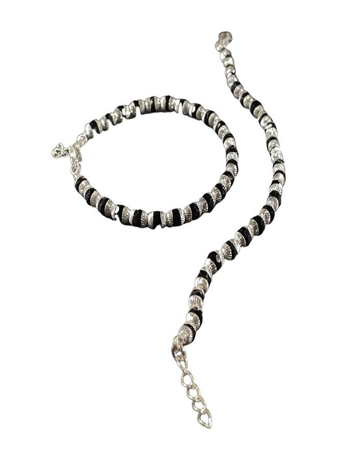 Balaji 925 Sterling Silver Black Beads Najariya - Style#04 (4.5) - Image 4