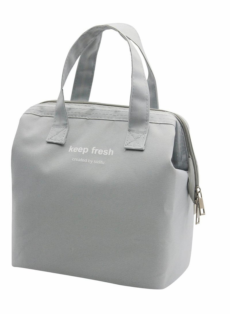 Captaintech Lunch Bag Bento Bag, Thickened Thermal Insulation Refrigerated Bento Tote Bag, Lunch Box Carrying Bag For Students Ladies Men Picnic Work Outdoor Grey - Image 1