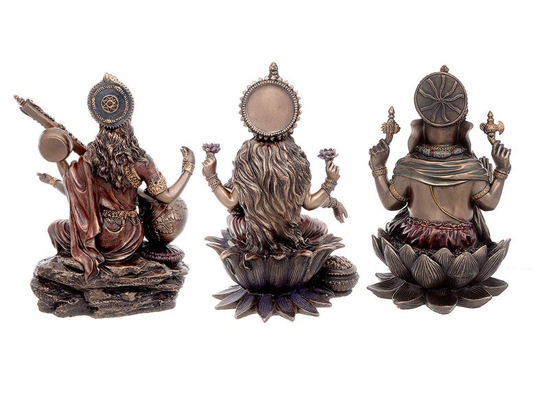 Aone India Lakshmi (Laxmi), Ganesh, Saraswati, Set of 3 Lord Statues Resin Hindu God Idol Dipawali Puja, Gifts - Image 3