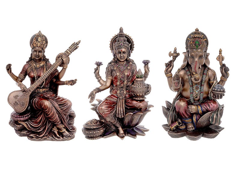 Aone India Lakshmi (Laxmi), Ganesh, Saraswati, Set of 3 Lord Statues Resin Hindu God Idol Dipawali Puja, Gifts - Image 4