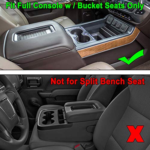 JKCOVER Compatible with Chevy Silverado/GMC Sierra 2014-2018 and Chevy Tahoe Suburban/GMC Yukon 2015-2020 Center Console Organizer Tray Accessories-Full Console w/Bucket Seats ONLY - (Black Trim) - Image 3