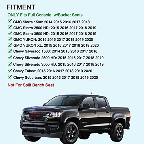 JKCOVER Compatible with Chevy Silverado/GMC Sierra 2014-2018 and Chevy Tahoe Suburban/GMC Yukon 2015-2020 Center Console Organizer Tray Accessories-Full Console w/Bucket Seats ONLY - (Black Trim) - Image 2