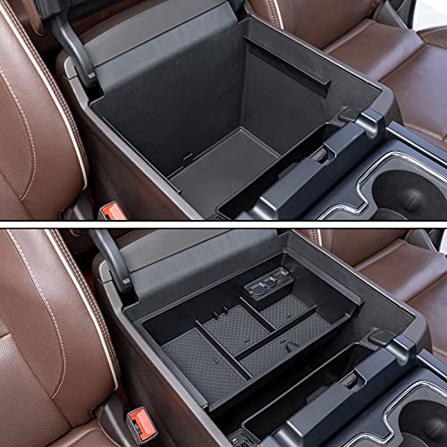 JKCOVER Compatible with Chevy Silverado/GMC Sierra 2014-2018 and Chevy Tahoe Suburban/GMC Yukon 2015-2020 Center Console Organizer Tray Accessories-Full Console w/Bucket Seats ONLY - (Black Trim) - Image 5