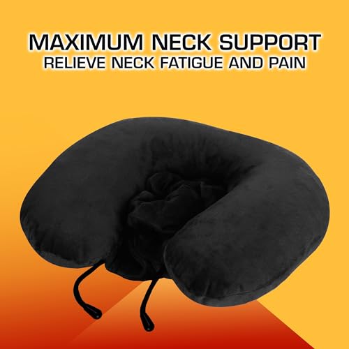 Billebon Neck Pillow Eye Mask - Combo Airline Travel Sleeping Pillow with Sleeping and Travel Eye Mask Great for Long Road Trips and Flights (Black with Eye Mask) - Image 4