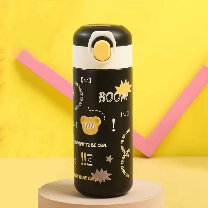 HaRvic HaRvic Water Bottle for Kids Stainless Steel Baby Sipper Bottle Double Walled Vacuum Insulated Bottle Flask for Boys Girls School Black  - Image 1