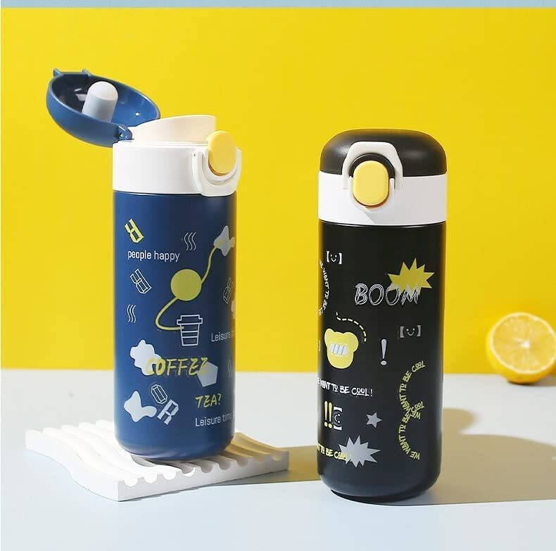 HaRvic HaRvic Water Bottle for Kids Stainless Steel Baby Sipper Bottle Double Walled Vacuum Insulated Bottle Flask for Boys Girls School Black  - Image 2