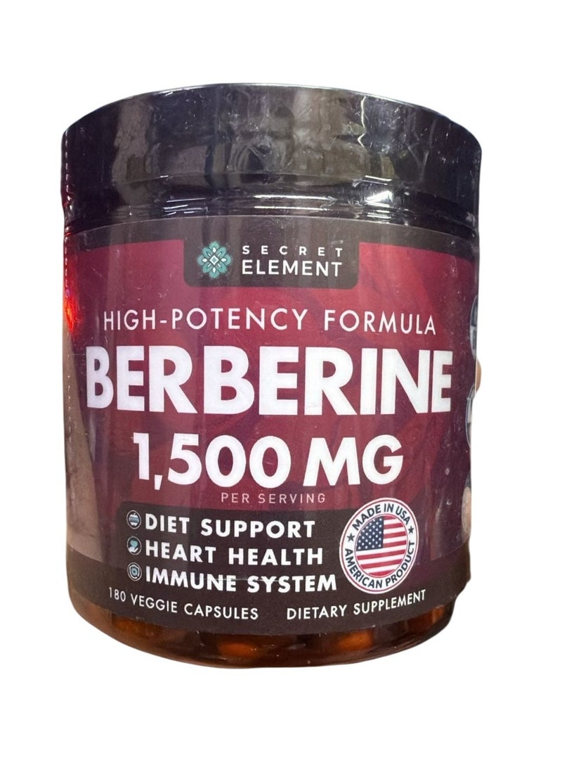 SECRET ELEMENT Berberine HCL Supplement 1500 mg, High Potency Vegan Capsules with Beet Root, Citrus Bergamot & Black Currant, Non-GMO, 180 Capsules - Image 5
