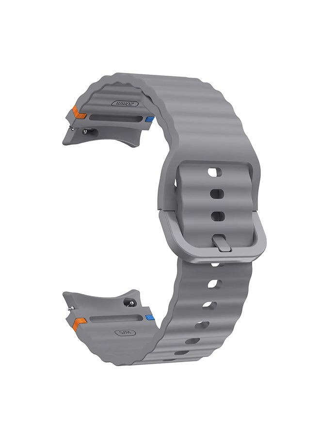 O Ozone No Gap For Samsung Galaxy Watch 7 6 5 4 Band 40mm 44mm/For Galxy Ultra 47mm/For Galaxy FE/5 Pro/6 Classic,20mm Soft Silicone Sport Bands- Grey - Image 3