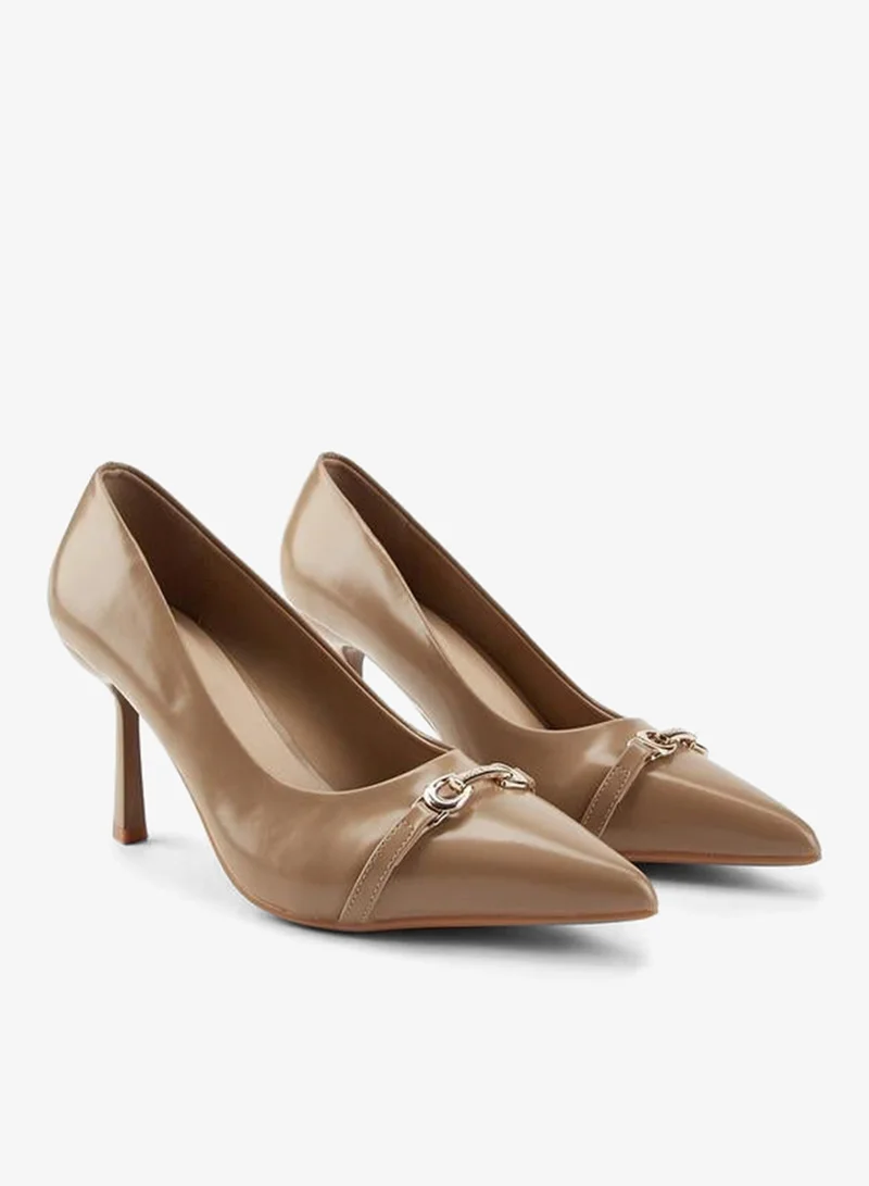 Flora Bella By Shoexpress Metallic Accent Pointed Toe Pumps with Stiletto Heels