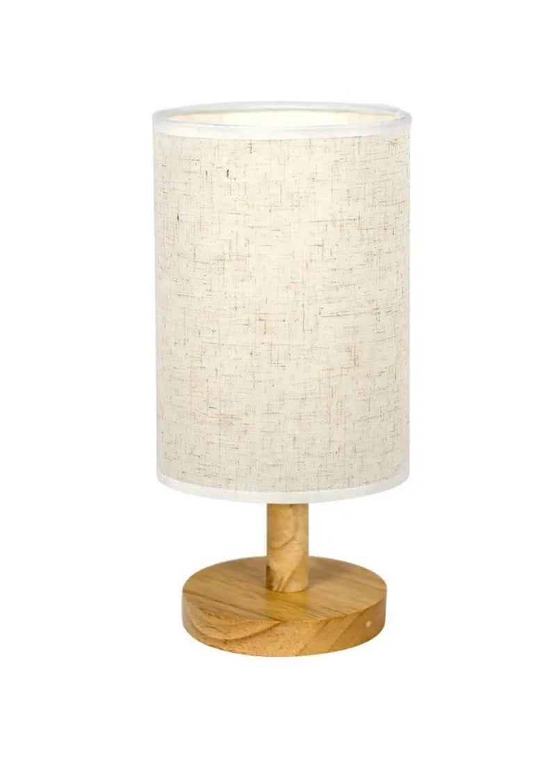 USB Desk Lamp Bedside Lamp Wooden Night Light with Round Fabric Lampshade for Home, Bedroom, Living Room, Office - Image 3