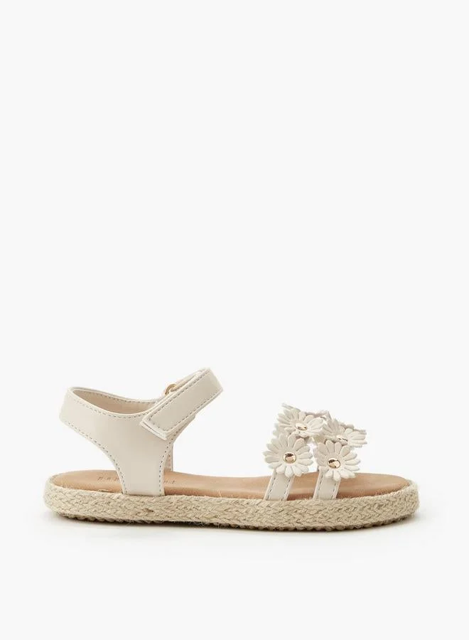 ببرمنة Girls Floral Embellished Espadrille Sandals
