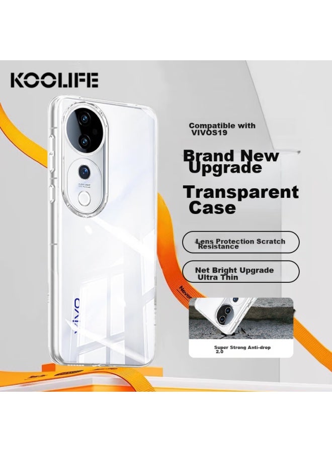 Koolife Phone Case For Vivo S19, Protective Cover For Vivo S19, Shockproof Wear-resistant Soft Shell, Transparent Ultra-thin Full Lens Protection Case, Fashionable Design For Women And Men - Image 1
