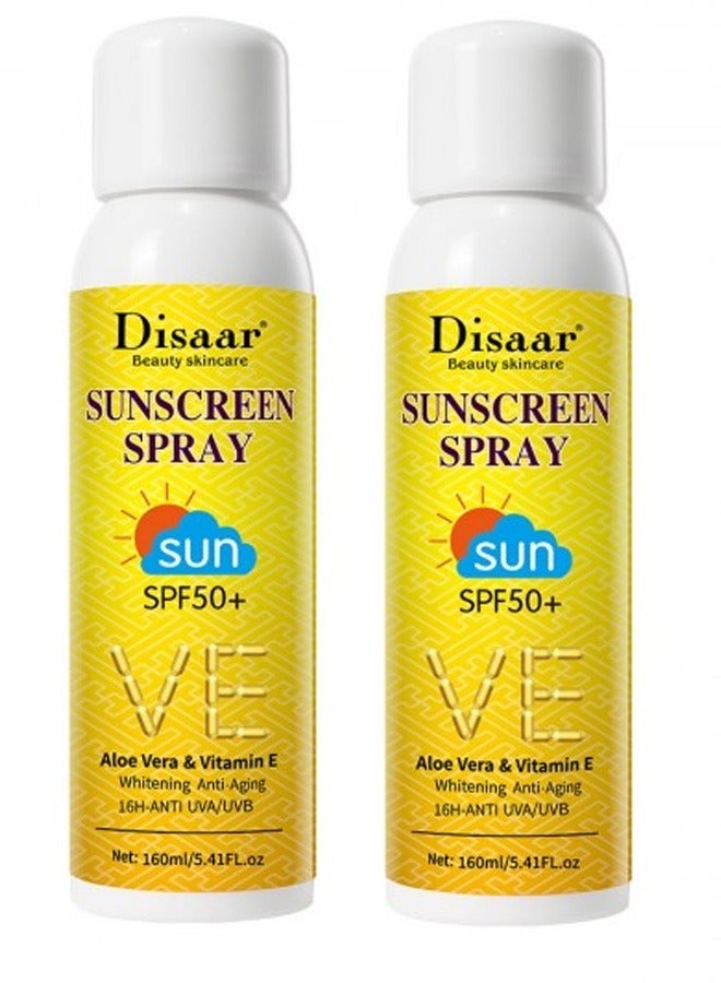 Disaar 2 Pieces Of Sunscreen Spray Sun SPF 50 +  with Aloe Vera and Vitamin E 2 X 160 ml  - Image 2